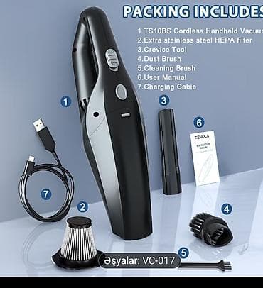 Portativ simsiz əl tozsorani –2000 mahliq yenidən doldurulan bilən