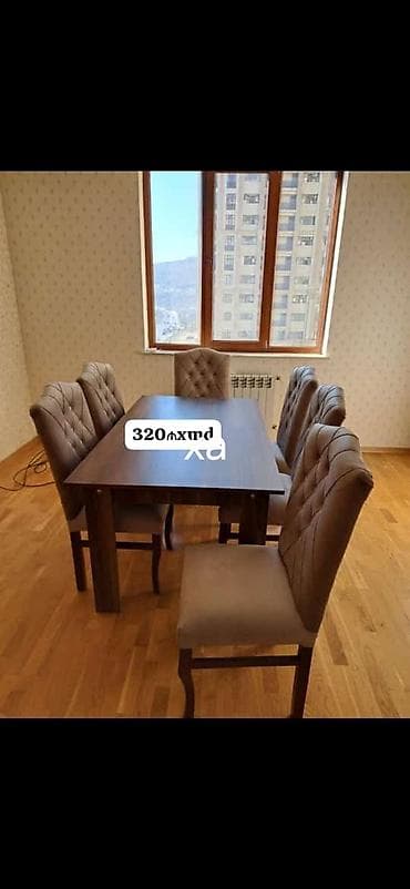 dolablar ucuz: 6 nəfərlik yemək masası və stul dəsti - Dəst: 1 ədəd düzbucaqlı masa — 1