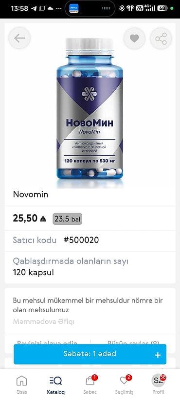 Novomin – antioksidant kompleks Məhsulun adı: Novomin (NovoMin)