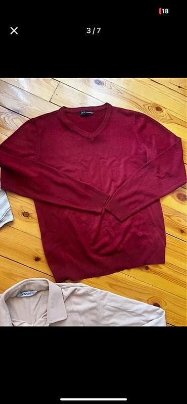 Sviterlər: Kişi geyimlərindən ibarət set - Zolaqlı trikotaj sviter: mavi — 7