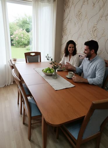 qapi pencere plastik: Qonaq otağı üçün, Yeni, Açılan, Dördbucaq masa, 6 stul — 1