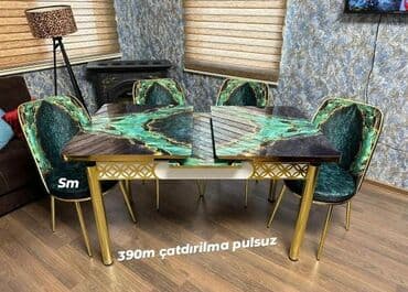 yigilib acilan stollar: Mətbəx üçün, Yeni, Açılan, Dördbucaq masa, 4 stul — 2