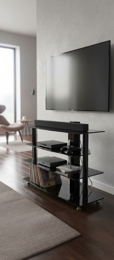 sutular: Düz TV altlığı, Polkalı, Şüşəli — 1