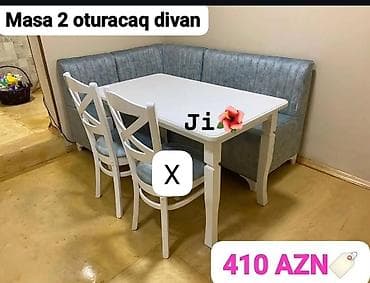 Mətbəx dəsti: masa + 2 oturacaq divan - Düzbucaqlı, ağ rəngdə yemək lalafo.az -da Mətbəx dəsti: masa + 2 oturacaq divan - Düzbucaqlı, ağ rəngdə yemək