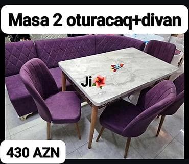 l masa: Mətbəx üçün, Yeni, Açılmayan, Dördbucaq masa, 2 stul — 1