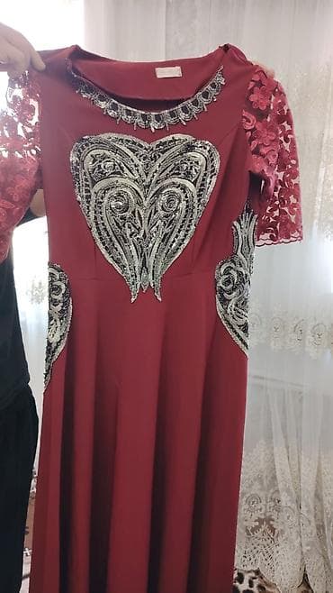 toy gulleri: Bordo rəngli ziyafət/nişan-gecə geyimi - Uzun, A-kəsim ətəkli model - — 3