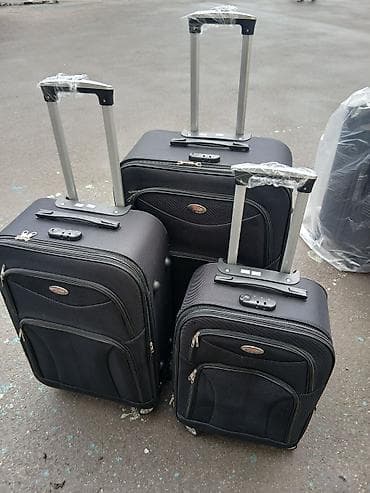 çant: 3-lü səfər çantası dəsti - Rənglər: tünd qırmızı və tünd boz - — 4