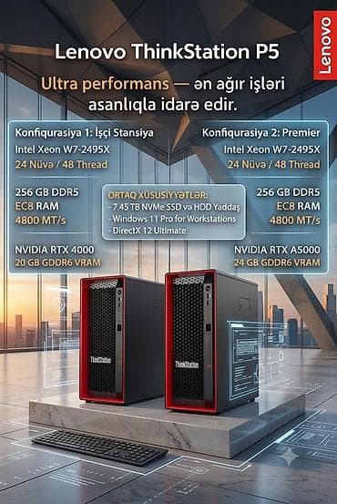 server: Super Güclü Workstation — Lenovo ThinkStation P5 Təcili satılır real — 1