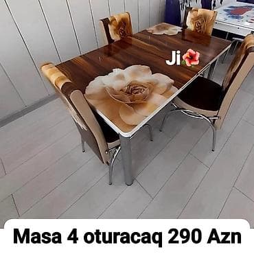 Mətbəx üçün, Açılmayan, Dördbucaq masa, 4 stul lalafo.az -da Mətbəx üçün, Açılmayan, Dördbucaq masa, 4 stul