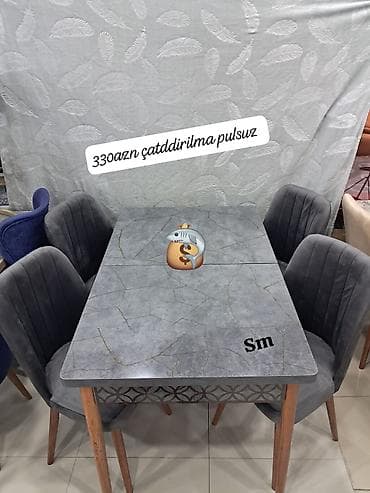 Mətbəx üçün, Dördbucaq masa, 4 stul