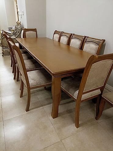 Qonaq otağı üçün, Yeni, Açılan, Kvadrat masa, 8 stul