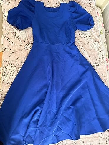 aksesuarlar: Məhsul: Zəngin kobalt-mavi rəngdə qadın paltarı - Model: A-kəsim — 1