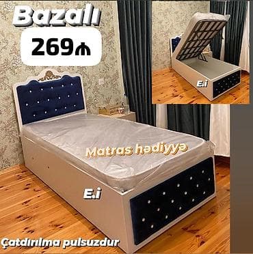 *Bazalı Çarpayı 269Azn💥* *Matras hədiyyə🎁* ✔️Rəng seçimi var Ölçü — 1