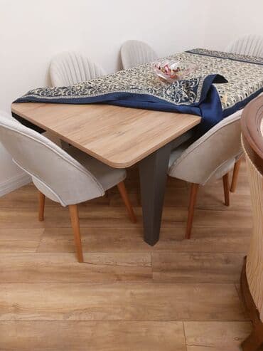 Yemək masası 250 aznvə 6 ədəd stul dəsti400 azn - Masa: düzbucaqlı