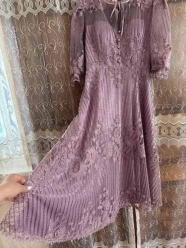 beli: Don Məhsul: Zərif bənövşəyi krujeva don - Rəng: Pudra-bənövşəyi - — 6