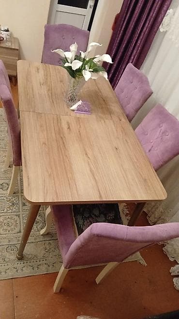 Qonaq otağı üçün, İşlənmiş, Kvadrat masa, 6 stul
