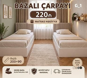 Дом и сад: Bazalı çarpayı – funksional və zərif dizayn - Ölçü: 200×90 sm - Geniş — 1