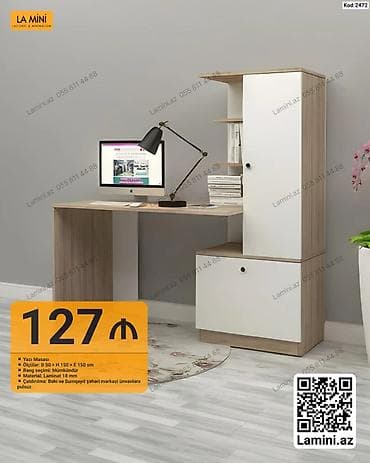 Künc masa, Stulsuz, Polkalı, Siyirməli, Sadə laminat lalafo.az -da Künc masa, Stulsuz, Polkalı, Siyirməli, Sadə laminat