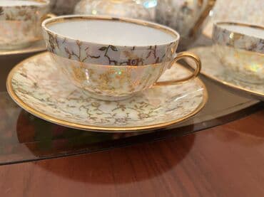 cex fara: Çay dəsti, rəng - Qızılı, Farfor, 6 nəfərlik — 9