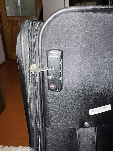 Çamadanlar: Böyük ölçülü 4 təkərli tekstil çamadan - Rəng: qara - Material — 4