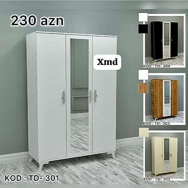 ucuz qapi: Üç qapılı paltar dolabı – güzgülü model Qiymət: 230 AZN Kod: TD-301 — 1