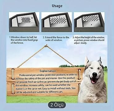 heyvan başı: Avtomobil pəncərəsi üçün tənzimlənən ev heyvanı qoruyucu barmaqlıq - — 3