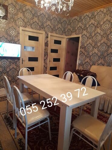 stul ev ucun: Qonaq otağı üçün, Yeni, Açılmayan, Dördbucaq masa, 6 stul — 4