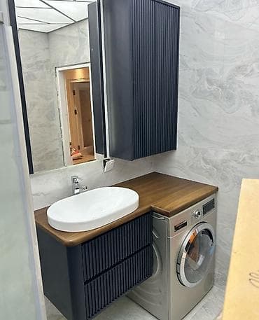 Mebel dəsti – vannota üçün müasir lavabo konsolu və asma şkaf -