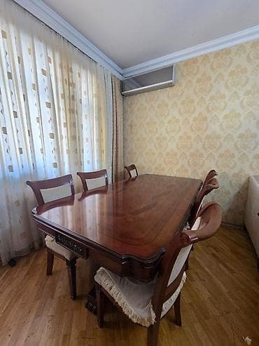 qoz taxta: Qonaq otağı üçün, Açılmayan, Dördbucaq masa, 6 stul — 2