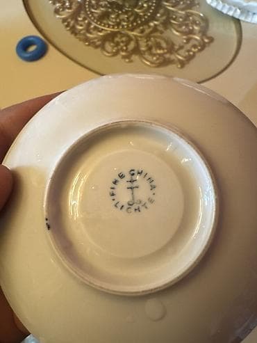 bronza fiqur: Çay dəsti, rəng - Göy, Farfor, Çexiya — 4