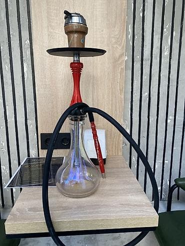 Şüşə kötüklü nərgilə seti - Şəffaf, damarlı şüşə kolba – sabit və