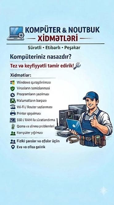 💻✨ Kompüter və Noutbuk Xidmətləri – Sürətli, Etibarlı, Peşəkar! — 1