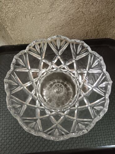 konfetlər: Kvars/şüşə kəsim naxışlı qab dəsti - 2 ədəd şəffaf kəsim naxışlı qab — 5