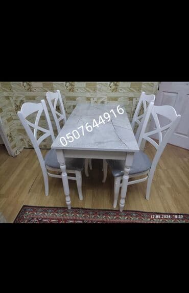 mətbəx ucun stol stullar: Mətbəx üçün, Yeni, Açılmayan, Dördbucaq masa, 4 stul — 7