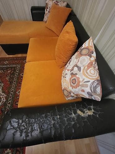 Divanlar: Narıncı rəngli L formalı künc divan - Ölçü: təxmini 230 x 150 sm — 2