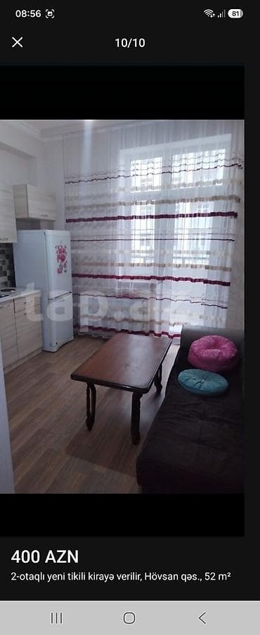 sumqayitda ev: Kirayə – 2 otaqlı yeni tikili, Hövsan qəs., 52 m² təmiz səliqəli evdi — 10