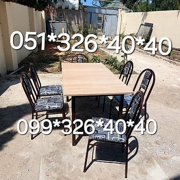 stolustu sufreler: Qonaq otağı üçün, Yeni, Açılmayan, Dördbucaq masa, 8 stul — 6