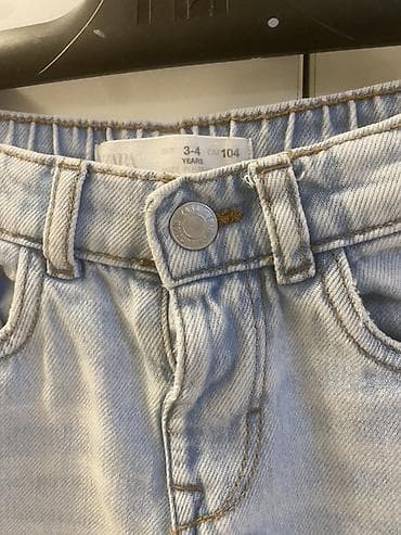 trapez şalvarlar: Zara uşaq cins şalvarı - Model: geniş kəsim, düz balaq (wide leg) - — 2