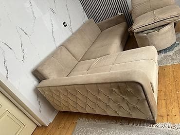 Ev üçün mebel: Künc divan, Açılan, Bazalı, Vеlur parça — 4