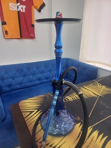 işlənmiş qəlyanlar: Nargilə dəsti – ALPHA HOOKAH üslubunda, metal gövdəli, şüşə qrafikli — 4
