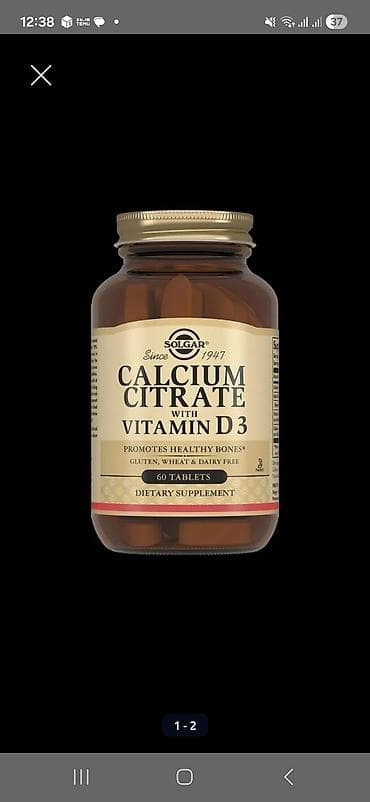tib: Solgar Calcium Citrate with Vitamin D3 – 60 tablet. - Tərkib: Kalsium — 1