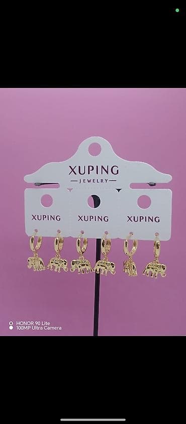 sırgalar: Xuping Jewelry markalı qadın sırğaları – qızılı rəngdə, müxtəlif — 5