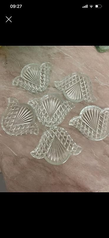 Boşqablar, 6 ədədli dəst, Şüşə