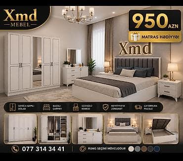 Xmd Mebel – Yataq otağı dəsti Tərkibi: - Geniş 6 qapılı dolab