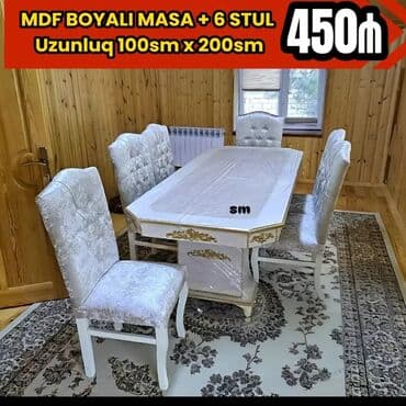 metbex stolu qiymetleri: Dördbucaq masa, 6 stul — 1