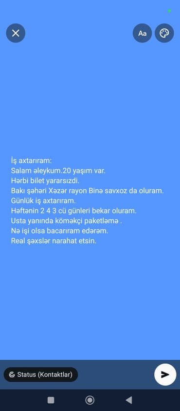 Günlük iş axtaran gənc işçi - Yaş: 20 - Yer: Bakı, Xəzər rayonu, Binə lalafo.az -da Günlük iş axtaran gənc işçi - Yaş: 20 - Yer: Bakı, Xəzər rayonu, Binə