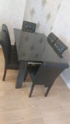 mətbəx stol stul ikinci əl: Qonaq otağı üçün, İşlənmiş, Açılan, Dördbucaq masa, 6 stul — 2