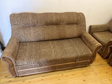 İşlənmiş, Divan, 2 kreslo, Divan, Bazasız, Açılan