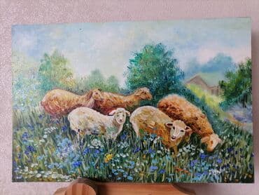 гипса картон: Утро в деревне Картон Холст Масло 30 см х 20 см — 1