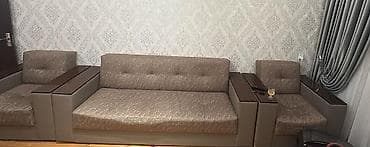 divan satisi: İşlənmiş, Divan, 2 kreslo, Bazalı, Açılan — 1